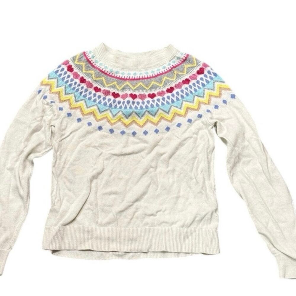 Gap Kids Girls Fair Isle Sweater Cream Multicolor Size Large